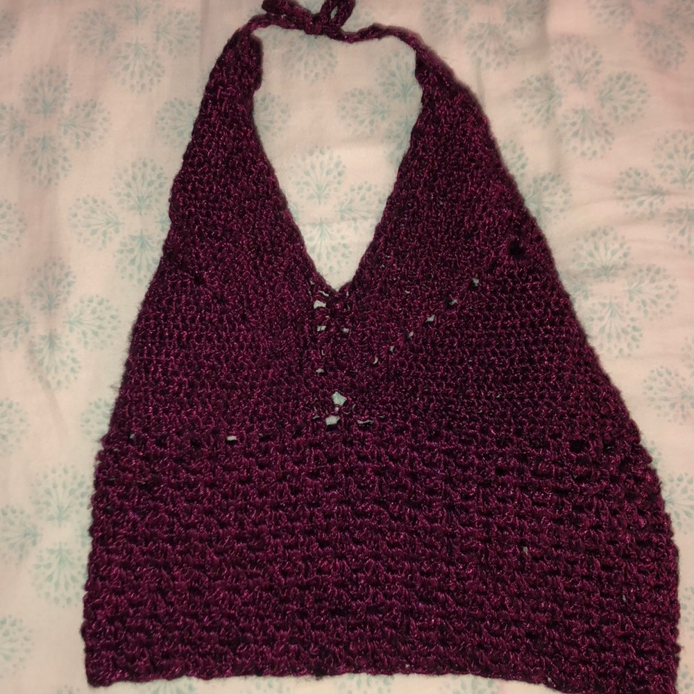 Dark purple knit crop top